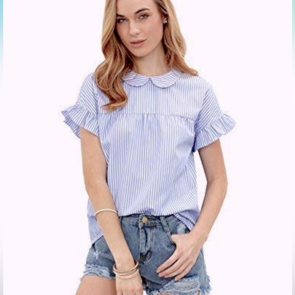 🖤✨Women’s Peter Pan Collar Short Sleeve Babydoll Top